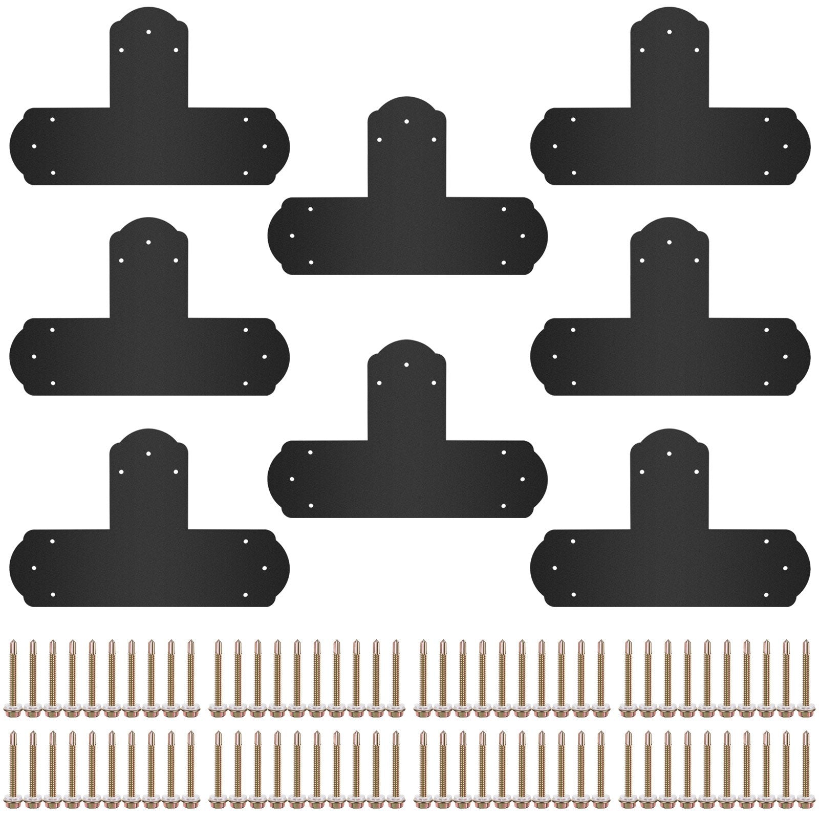 Black T Mending Plate T-shape 8 PCs 6" Flat Connector Post to Beam Bracket V952-TZLJJ6X68PCSTBW8SV0