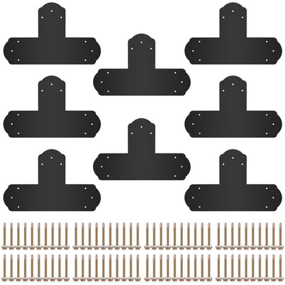 Black T Mending Plate T-shape 8 PCs 6" Flat Connector Post to Beam Bracket V952-TZLJJ6X68PCSTBW8SV0