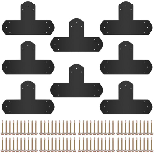 Black T Mending Plate T-shape 8 PCs 6" Flat Connector Post to Beam Bracket V952-TZLJJ6X68PCSTBW8SV0