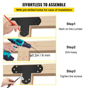 Black T Mending Plate T-shape 8 PCs 6" Flat Connector Post to Beam Bracket V952-TZLJJ6X68PCSTBW8SV0
