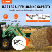 39" Hay Spear, Bale Spears 726kg Loading Capacity, Skid Steer Loader Tractor Bucket Attachment with 2pcs V952-TZSPS12ZHZ3981A68V0