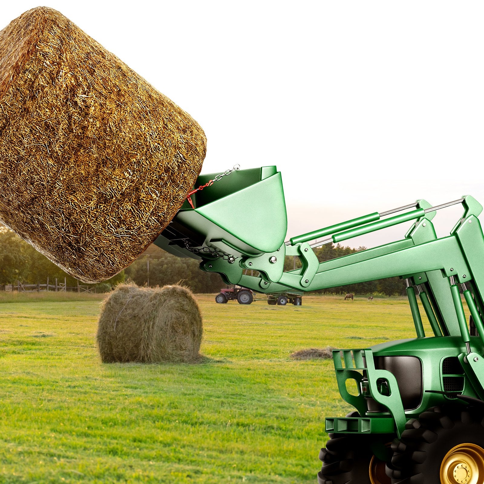39" Hay Spear, Bale Spears 726kg Loading Capacity, Skid Steer Loader Tractor Bucket Attachment with 2pcs V952-TZSPS12ZHZ3981A68V0