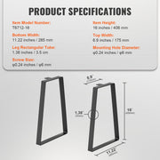 406.4MM Trapezoid Steel Table Legs, Replacement Furniture Legs Set of 2 for DIY Coffee Tables, Modern Desks, V952-TZTXFGZTHSGT4FXJ0V0