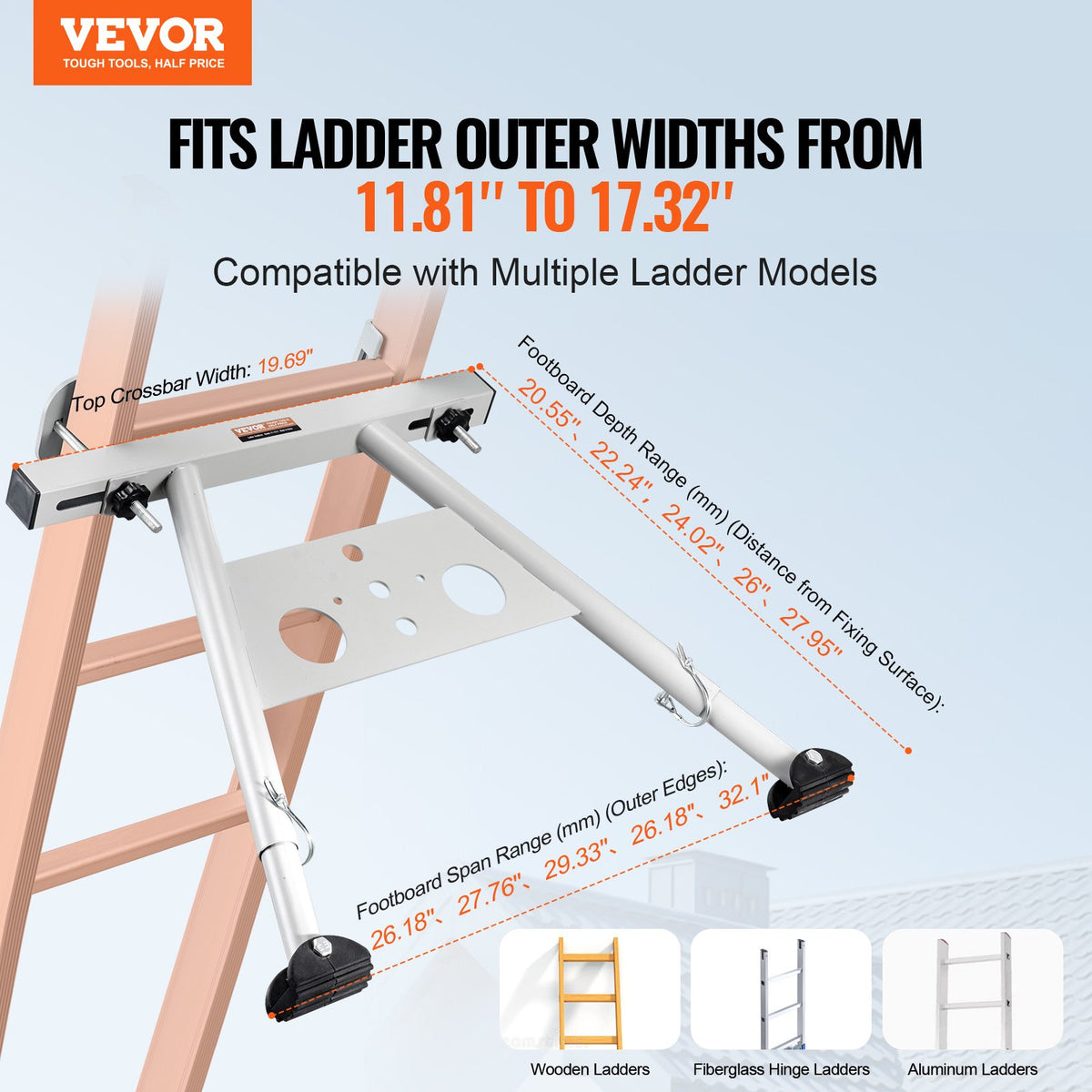 Ladder Stabilizer, Adjustable Feet Extension Ladder Standoff, Heavy Duty Wall Ladder Accessories for Roof V952-TZWDQJZKDK00R10XWV0