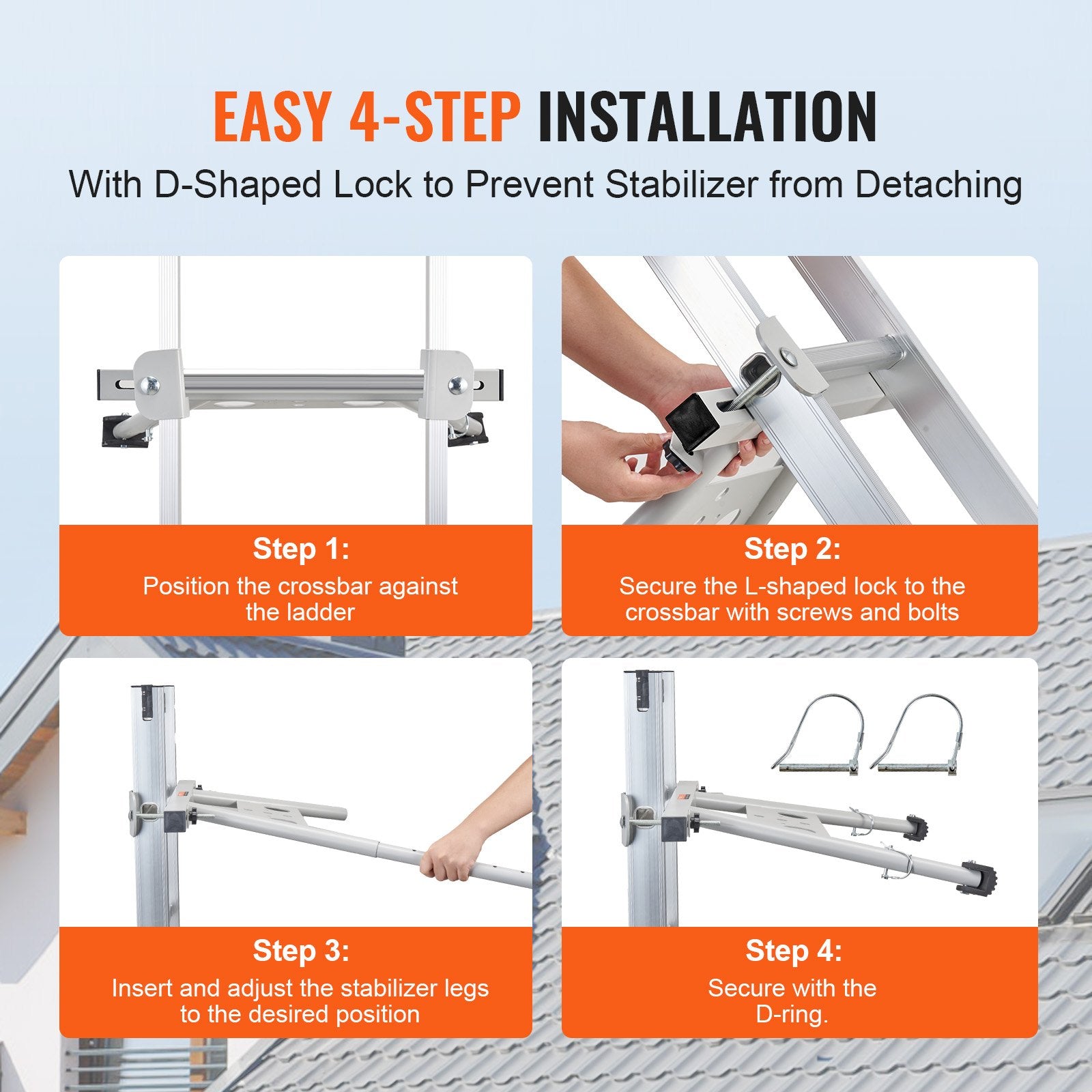 Ladder Stabilizer, Adjustable Feet Extension Ladder Standoff, Heavy Duty Wall Ladder Accessories for Roof V952-TZWDQJZKDK00R10XWV0