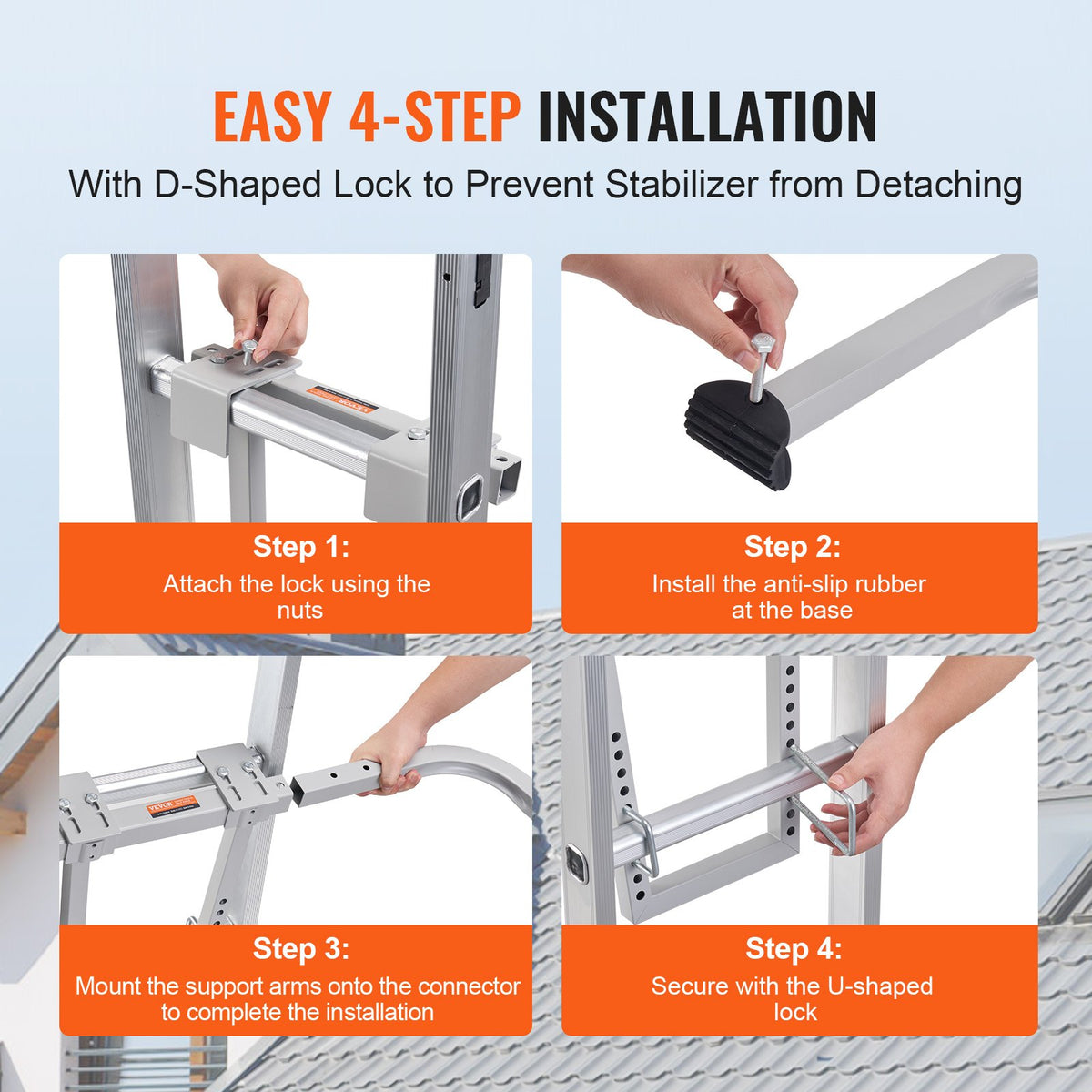 Ladder Stabilizer with Wing Span Heavy Duty Steel Roof Hook Stabilizer V952-TZWDQZZGDK0098J1YV0