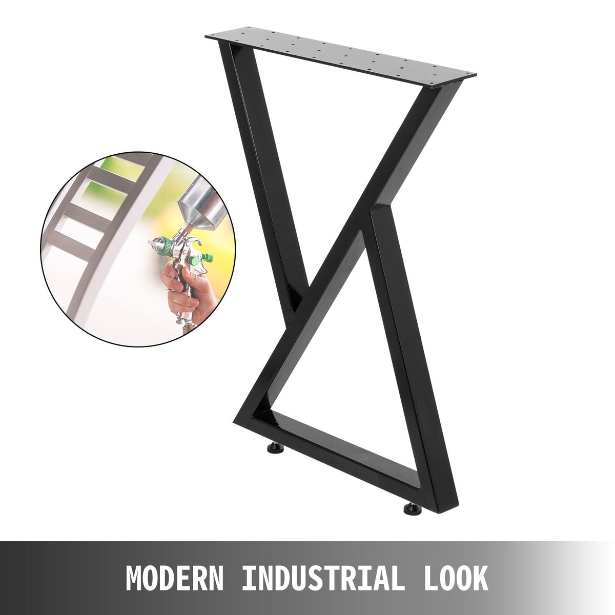 Metal Table Legs Set of 2 Dining Table Legs Black Desk Legs, 28 Height 20 Width Heavy Duty Bench Legs Zig Zag V952-TZZT28X20YC8ZFG01V0