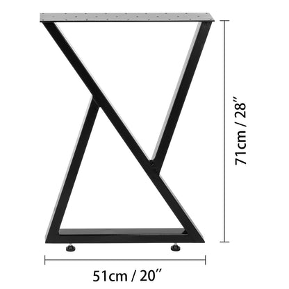 Metal Table Legs Set of 2 Dining Table Legs Black Desk Legs, 28 Height 20 Width Heavy Duty Bench Legs Zig Zag V952-TZZT28X20YC8ZFG01V0