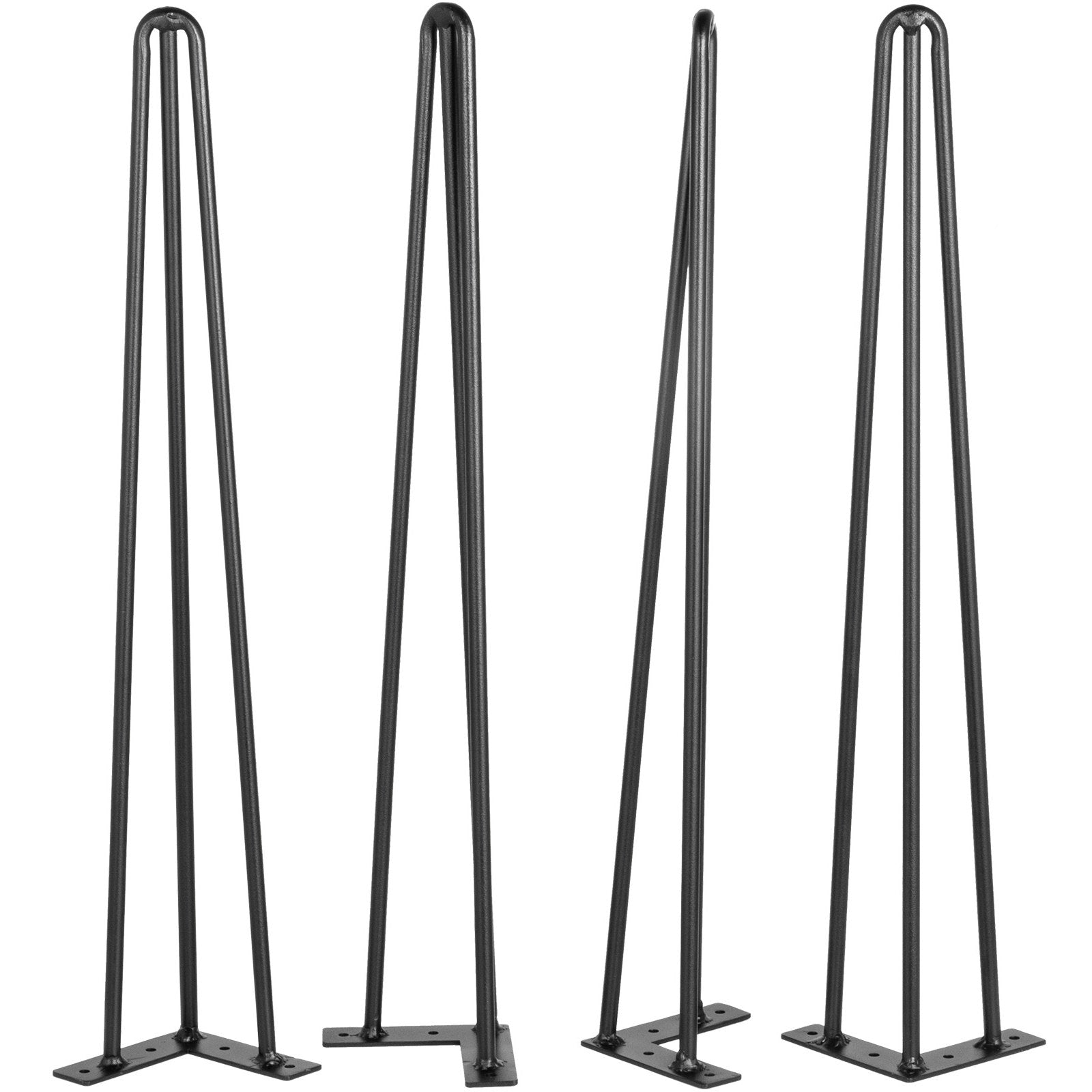 Hairpin Table Legs 24 inch Black Set of 4 Desk Legs Each 220lbs Capacity Hairpin Desk Legs 3 Rods for Bench V952-TZZT4PCS24YC3G001V0