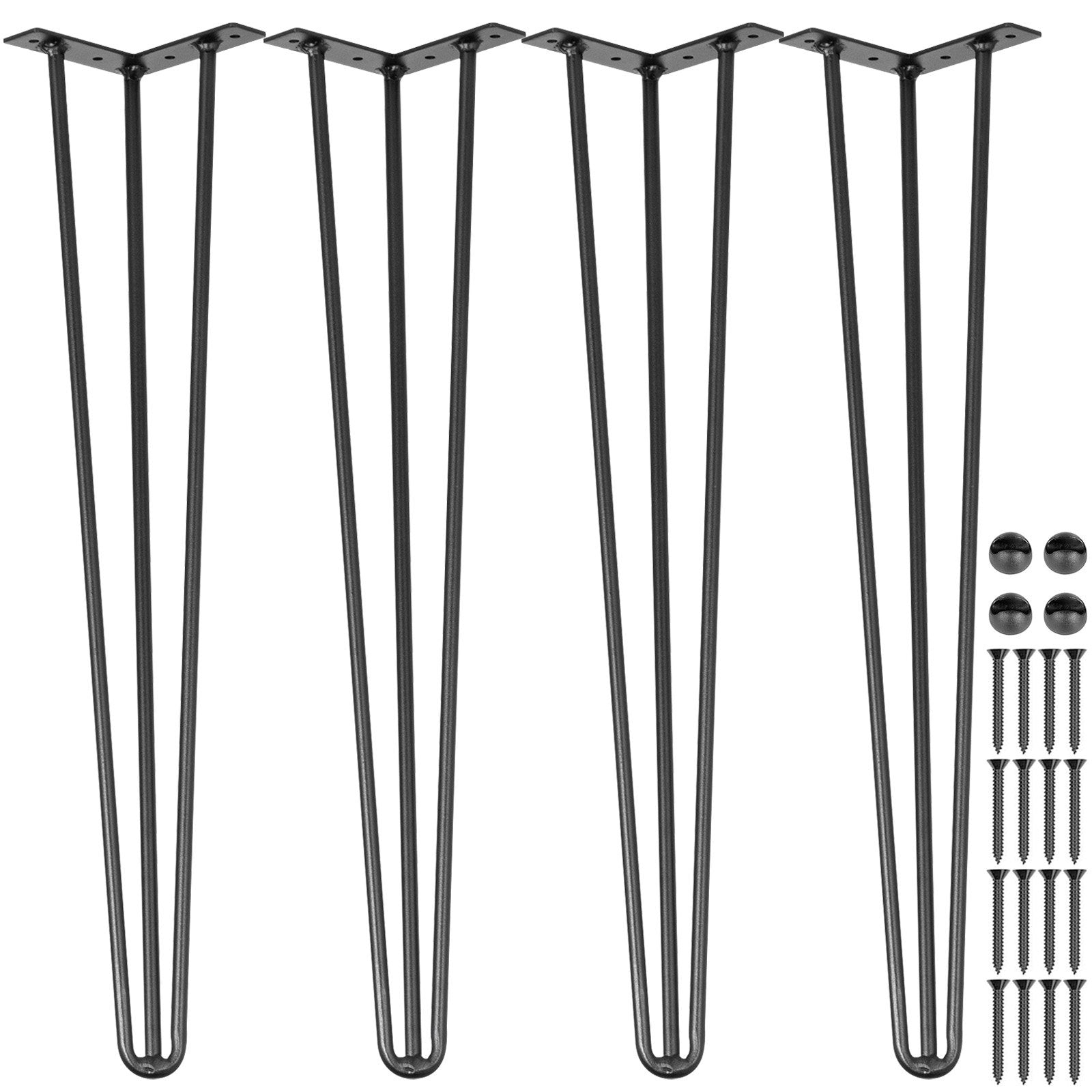 Hairpin Table Legs 30 inch Black Set of 4 Desk Legs Each 220lbs Capacity Hairpin Desk Legs 3 Rods for Bench V952-TZZT4PCS30YC3G001V0