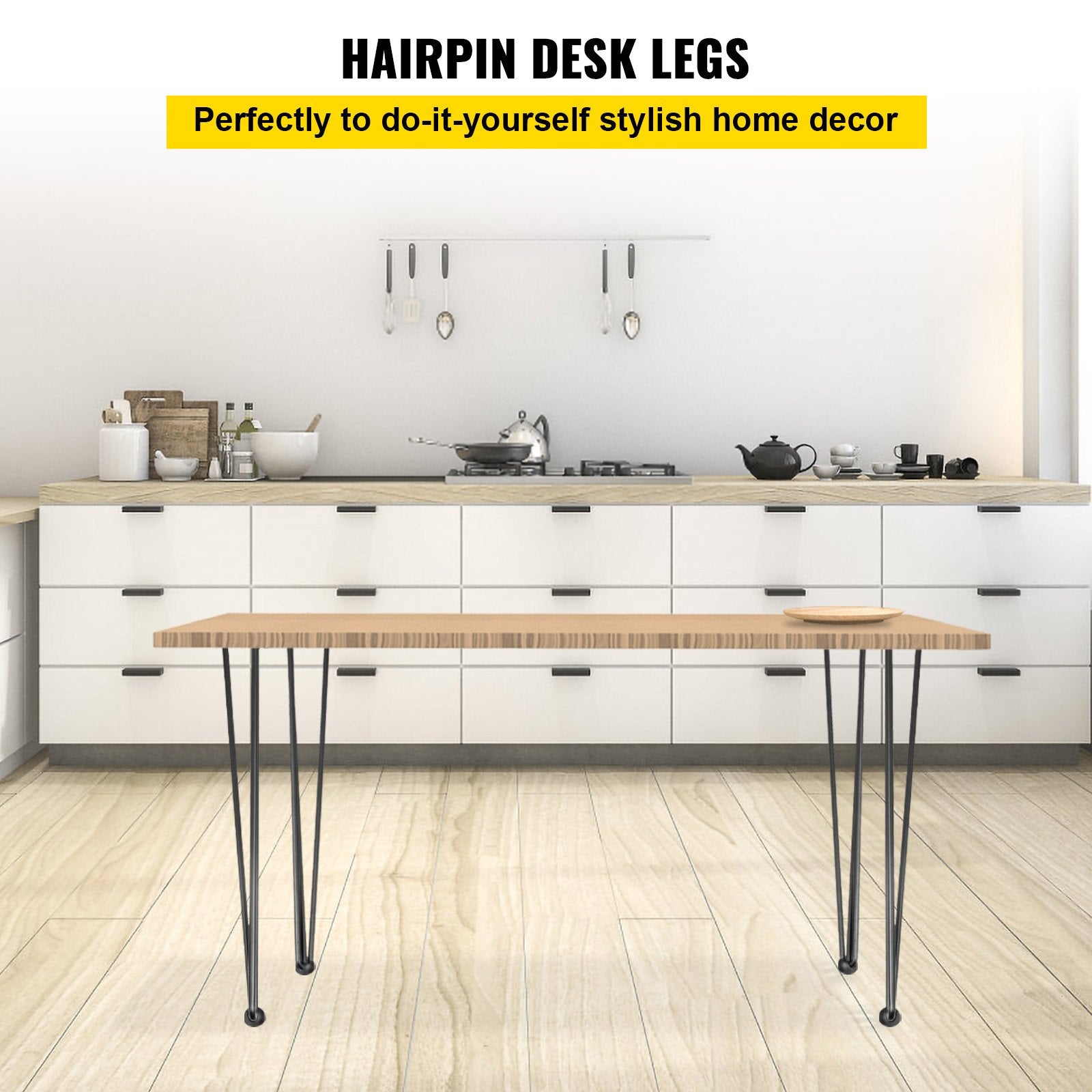 Hairpin Table Legs 30 inch Black Set of 4 Desk Legs Each 220lbs Capacity Hairpin Desk Legs 3 Rods for Bench V952-TZZT4PCS30YC3G001V0