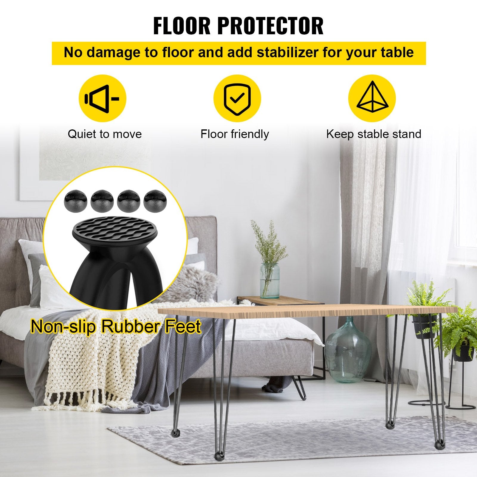 Hairpin Table Legs 30 inch Black Set of 4 Desk Legs Each 220lbs Capacity Hairpin Desk Legs 3 Rods for Bench V952-TZZT4PCS30YC3G001V0