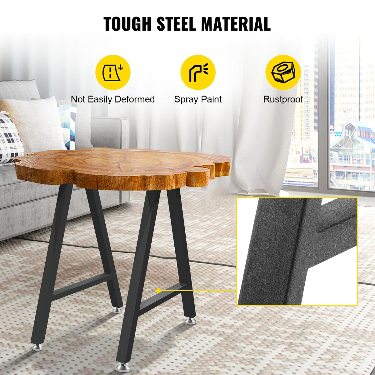 Metal Table Legs 28 x 17.7 inch A-Shaped Desk Legs Set of 2 Heavy Duty Bench Legs with Polyurethane Coating, V952-TZZTY28X17.7AAHCPV0