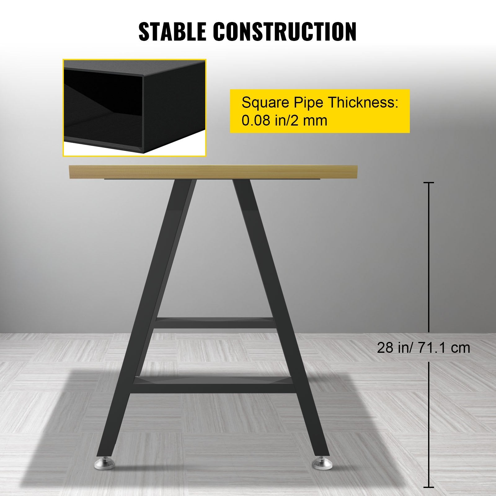 Metal Table Legs 28 x 17.7 inch A-Shaped Desk Legs Set of 2 Heavy Duty Bench Legs with Polyurethane Coating, V952-TZZTY28X17.7AAHCPV0