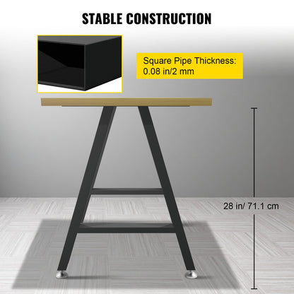 Metal Table Legs 28 x 17.7 inch A-Shaped Desk Legs Set of 2 Heavy Duty Bench Legs with Polyurethane Coating, V952-TZZTY28X17.7AAHCPV0