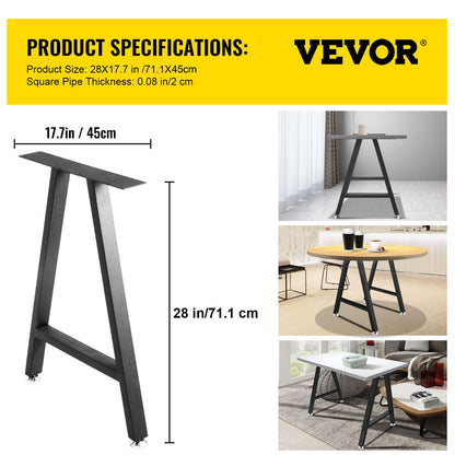 Metal Table Legs 28 x 17.7 inch A-Shaped Desk Legs Set of 2 Heavy Duty Bench Legs with Polyurethane Coating, V952-TZZTY28X17.7AAHCPV0