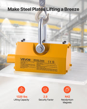Permanent Magnetic Lifter, 600 kg Pulling Capacity, Heavy Duty N42 Neodymium Lifting Magnet with Release V952-UXYCXP1320LBKV1QU001V0