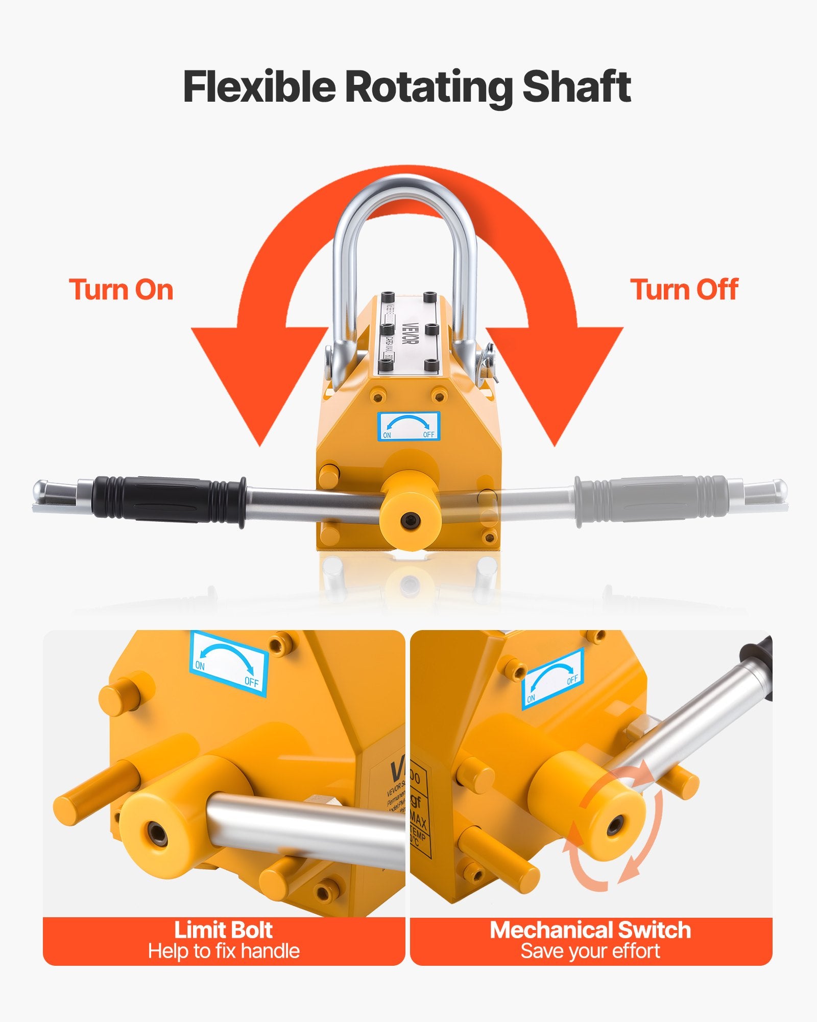 Permanent Magnetic Lifter, 600 kg Pulling Capacity, Heavy Duty N42 Neodymium Lifting Magnet with Release V952-UXYCXP1320LBKV1QU001V0