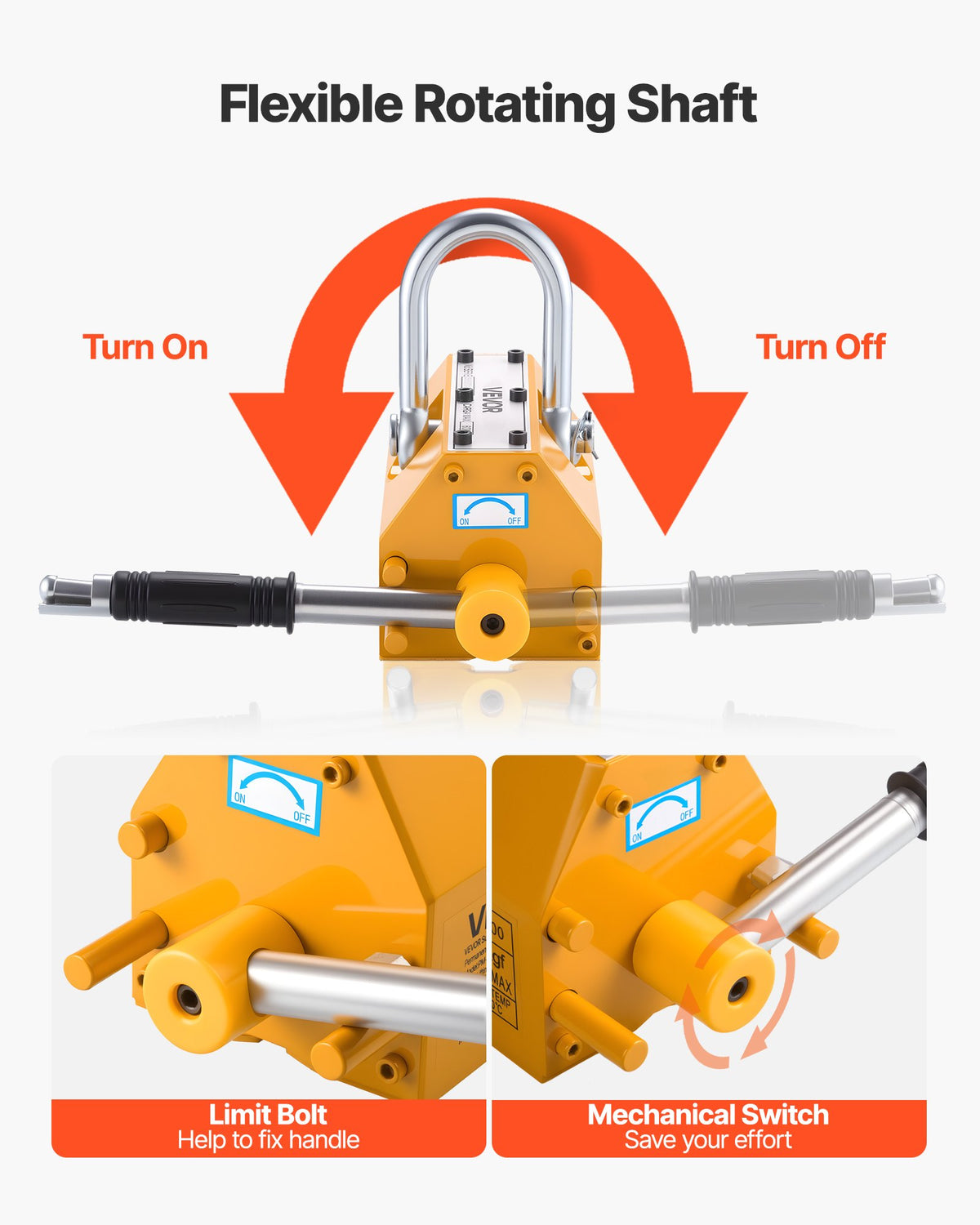 Permanent Magnetic Lifter, 600 kg Pulling Capacity, Heavy Duty N42 Neodymium Lifting Magnet with Release V952-UXYCXP1320LBKV1QU001V0