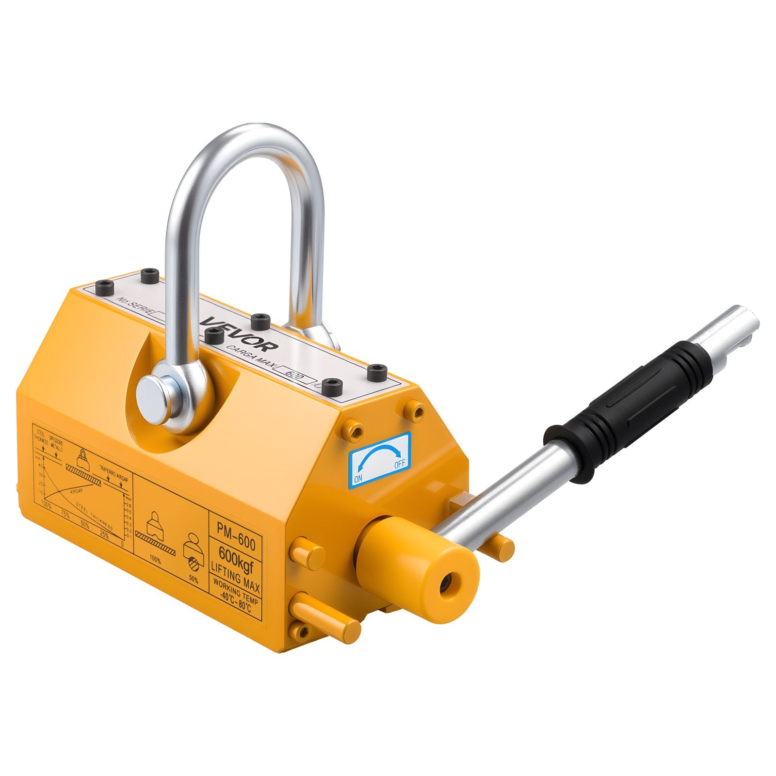 Permanent Magnetic Lifter, 600 kg Pulling Capacity, Heavy Duty N42 Neodymium Lifting Magnet with Release V952-UXYCXP1320LBKV1QU001V0