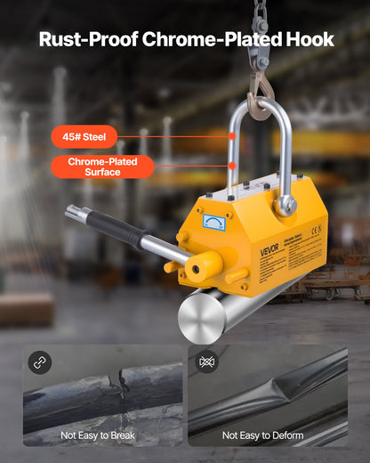 Permanent Magnetic Lifter, 1000 kg Pulling Capacity, Heavy Duty N42 Neodymium Lifting Magnet with Release V952-UXYCXP2200LBZMF3L001V0