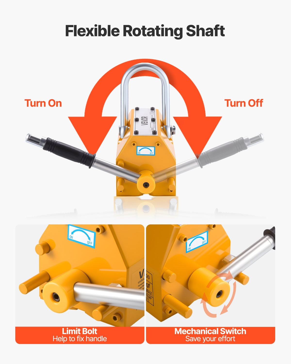 Permanent Magnetic Lifter, 1000 kg Pulling Capacity, Heavy Duty N42 Neodymium Lifting Magnet with Release V952-UXYCXP2200LBZMF3L001V0
