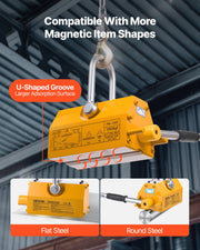 Permanent Magnetic Lifter, 1000 kg Pulling Capacity, Heavy Duty N42 Neodymium Lifting Magnet with Release V952-UXYCXP2200LBZMF3L001V0