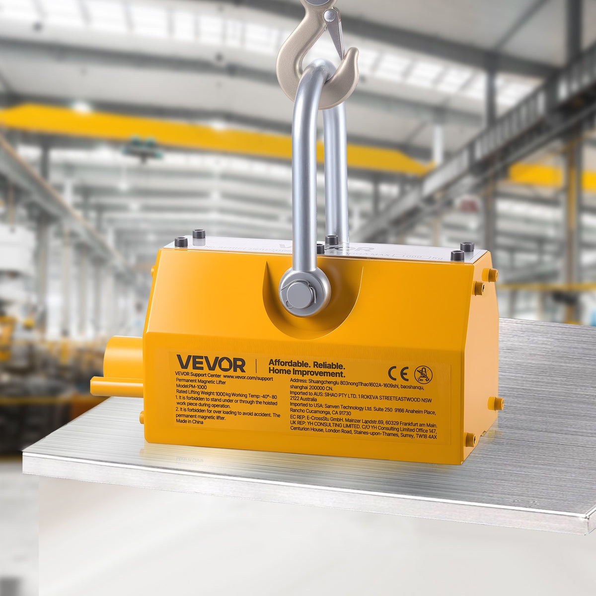 Permanent Magnetic Lifter, 1000 kg Pulling Capacity, Heavy Duty N42 Neodymium Lifting Magnet with Release V952-UXYCXP2200LBZMF3L001V0