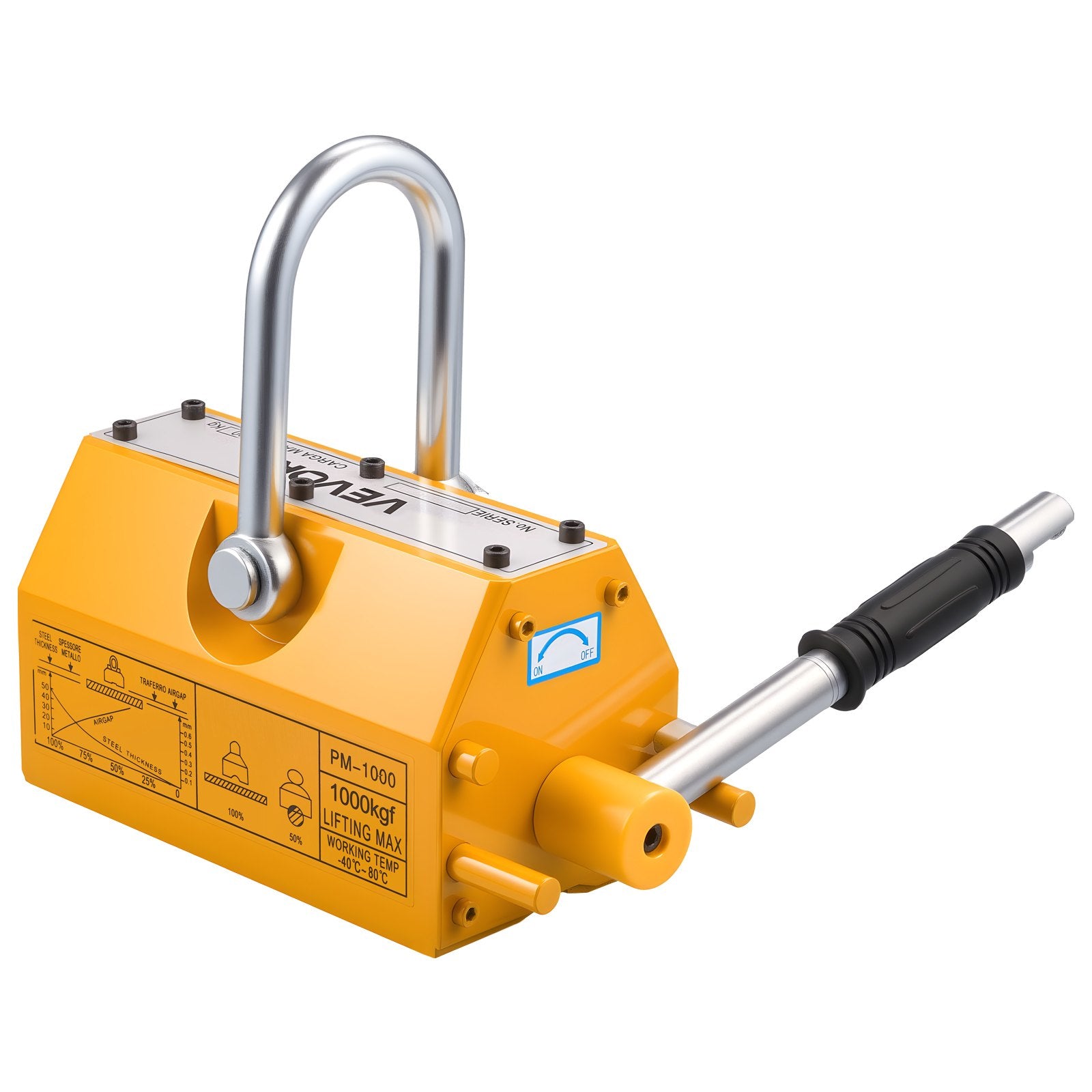 Permanent Magnetic Lifter, 1000 kg Pulling Capacity, Heavy Duty N42 Neodymium Lifting Magnet with Release V952-UXYCXP2200LBZMF3L001V0