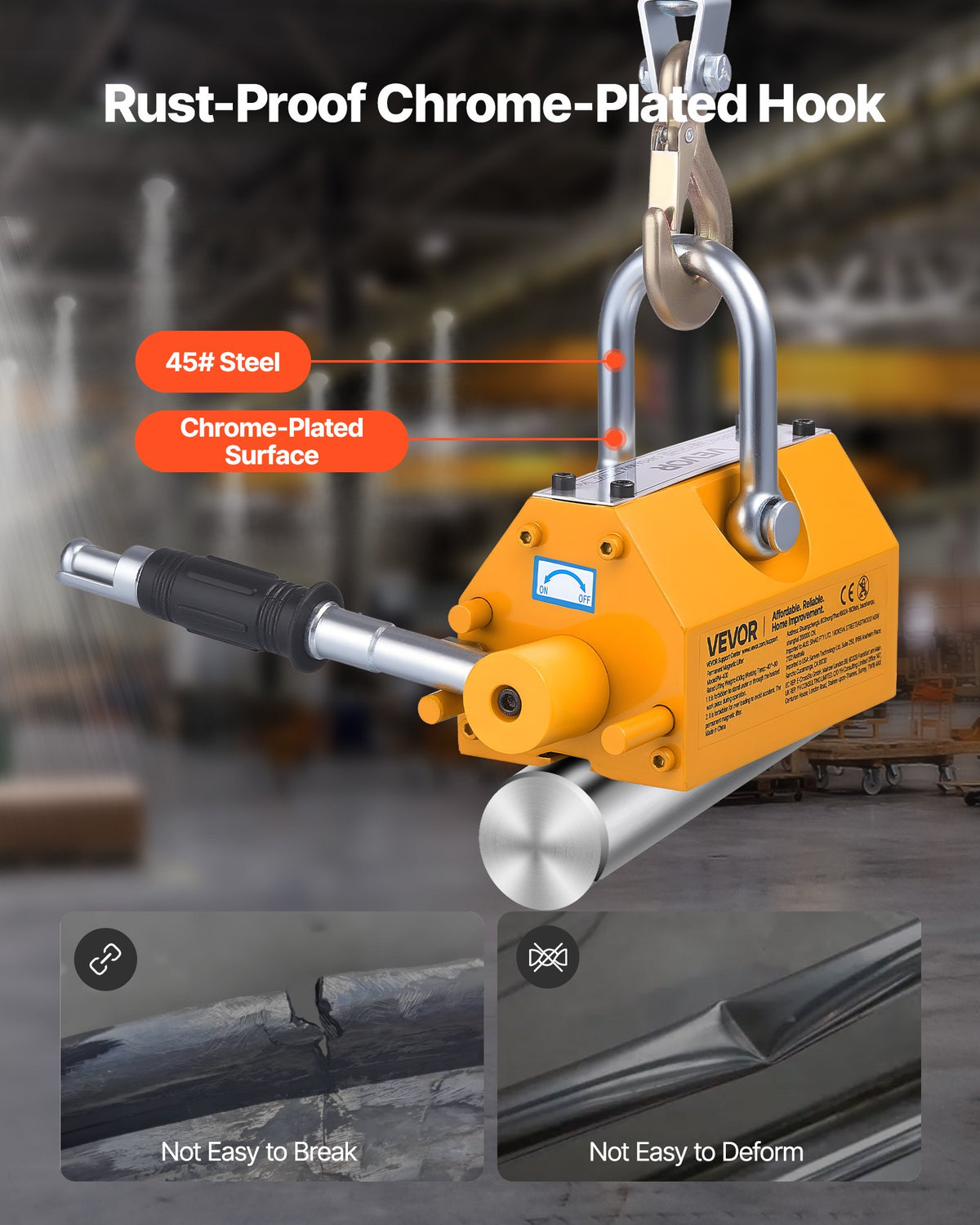 Permanent Magnetic Lifter, 400 kg Pulling Capacity, Heavy Duty N42 Neodymium Lifting Magnet with Release V952-UXYCXP880LBS7321O001V0