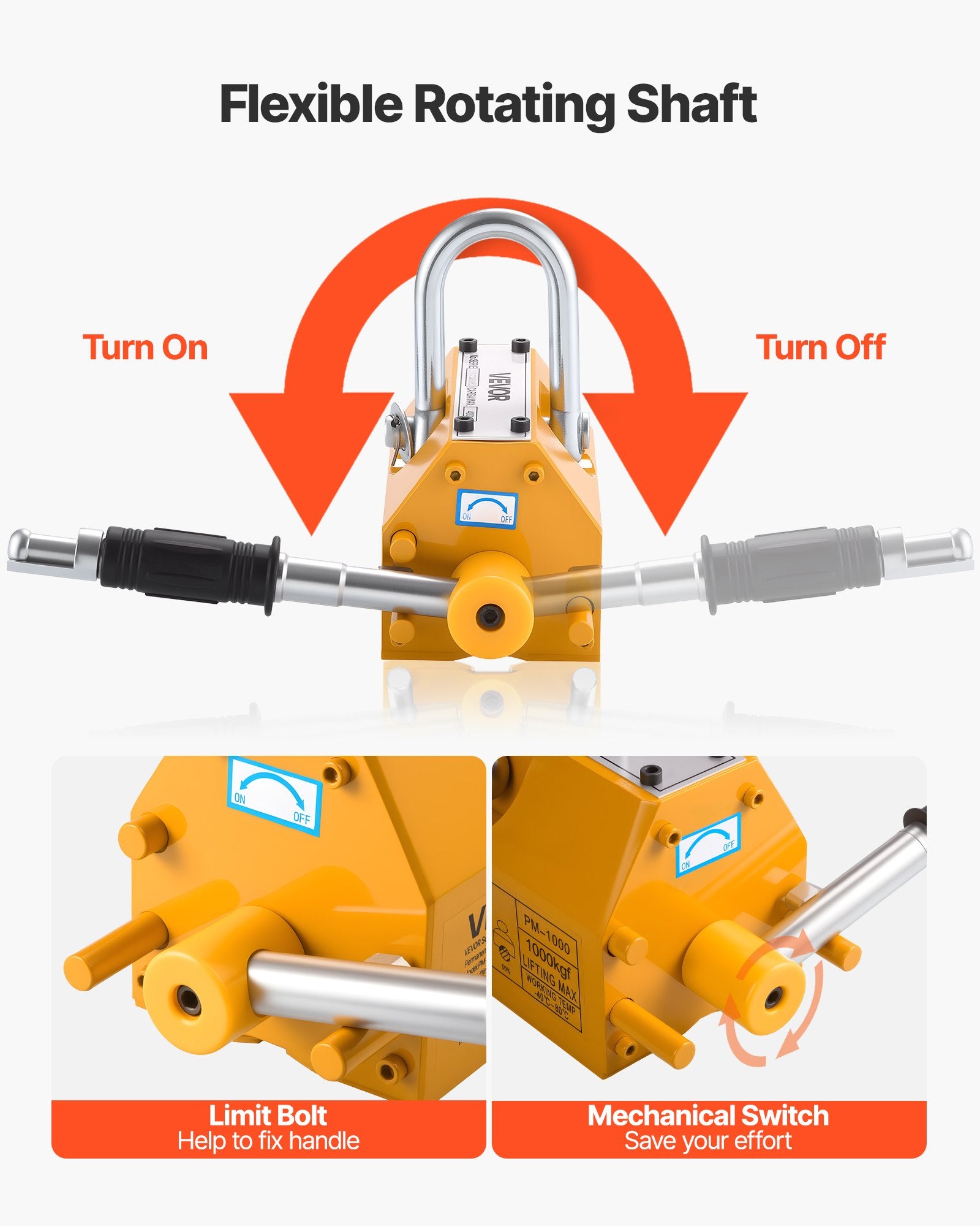 Permanent Magnetic Lifter, 400 kg Pulling Capacity, Heavy Duty N42 Neodymium Lifting Magnet with Release V952-UXYCXP880LBS7321O001V0