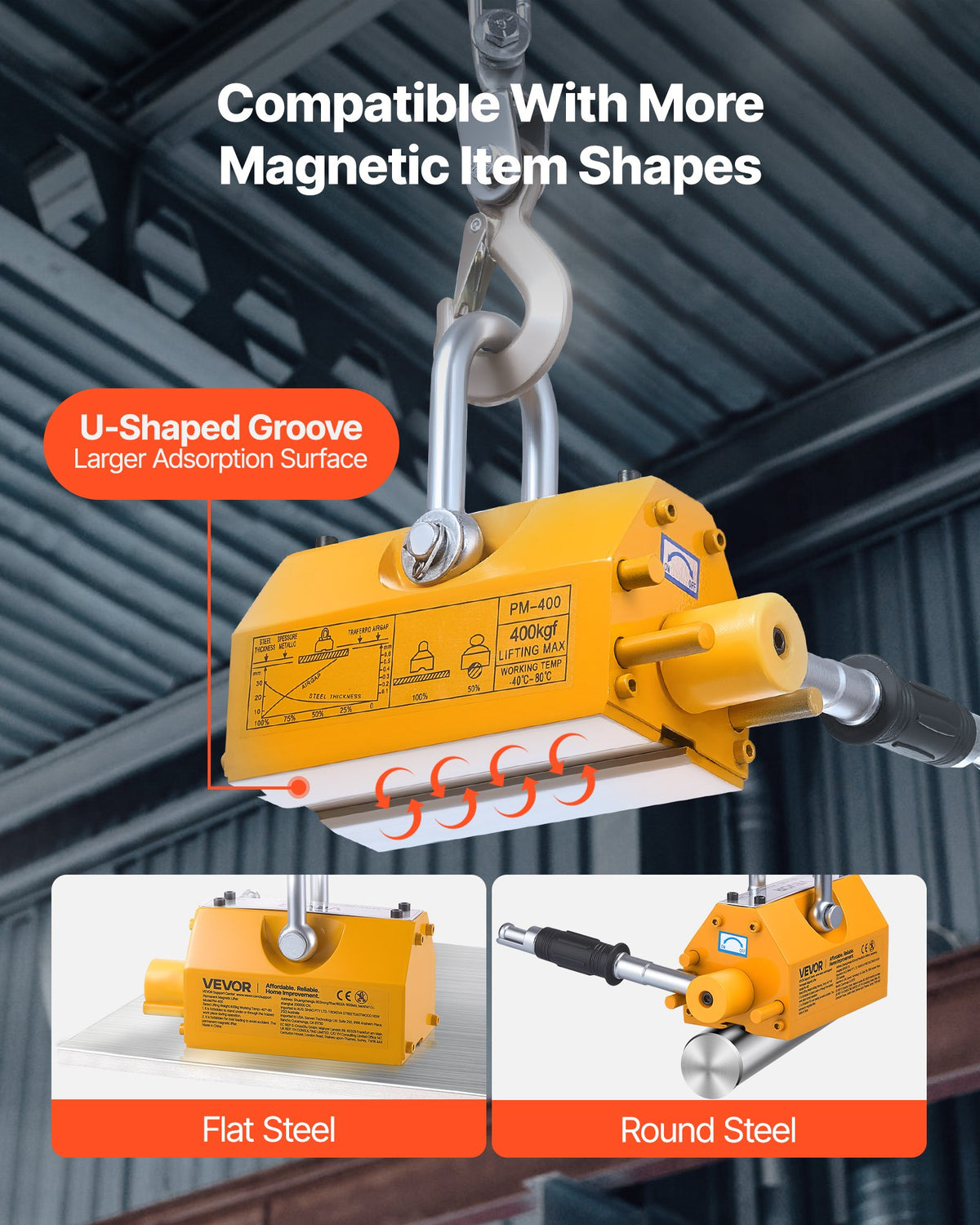 Permanent Magnetic Lifter, 400 kg Pulling Capacity, Heavy Duty N42 Neodymium Lifting Magnet with Release V952-UXYCXP880LBS7321O001V0