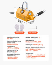 Permanent Magnetic Lifter, 400 kg Pulling Capacity, Heavy Duty N42 Neodymium Lifting Magnet with Release V952-UXYCXP880LBS7321O001V0