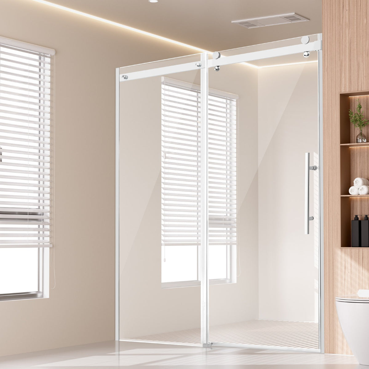 Frameless Shower Door 58-59" x 75" SGCC Tempered Glass 5/16" Chrome V952-WBKSYMTLYSM8XN0RUV0