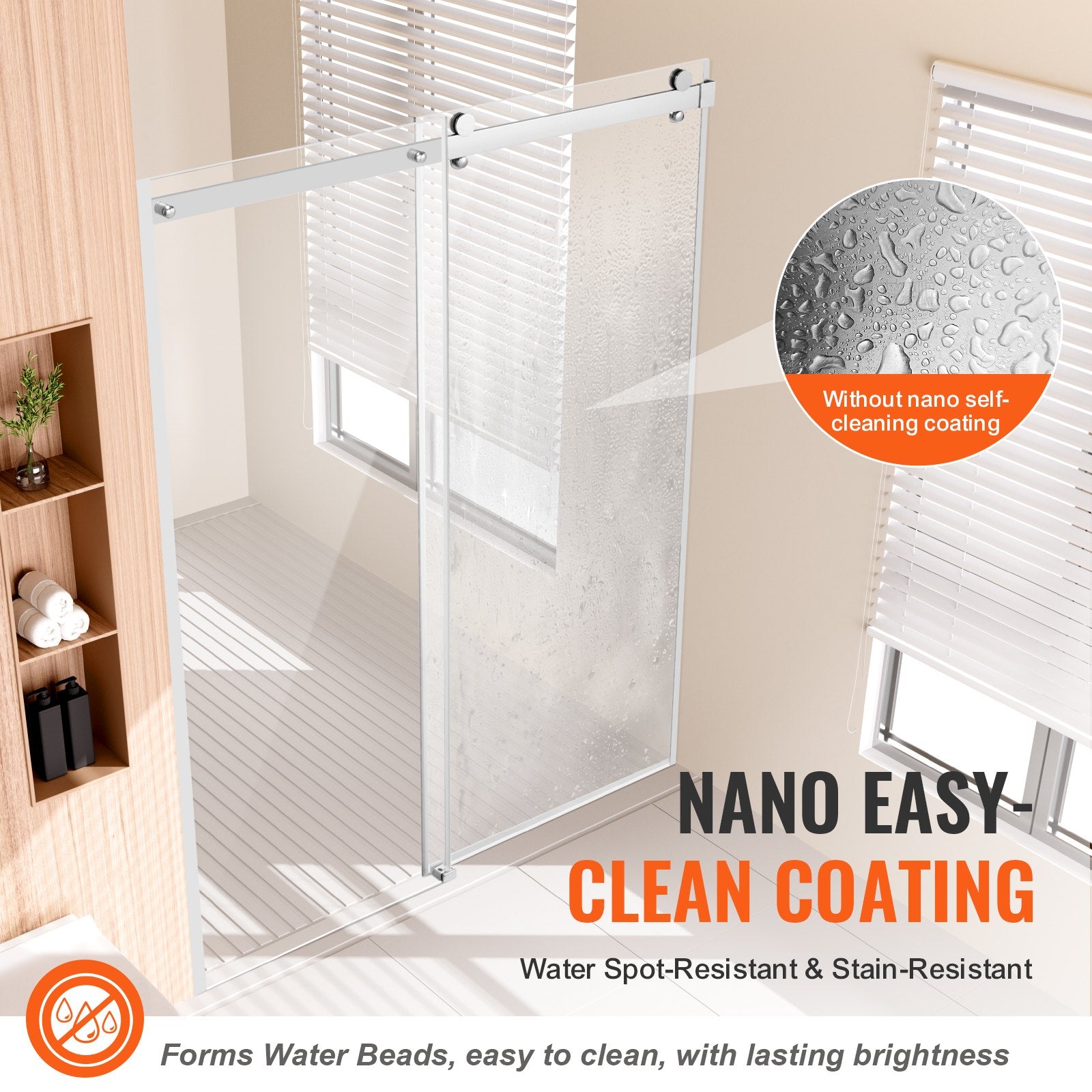 Frameless Shower Door 58-59" x 75" SGCC Tempered Glass 5/16" Chrome V952-WBKSYMTLYSM8XN0RUV0