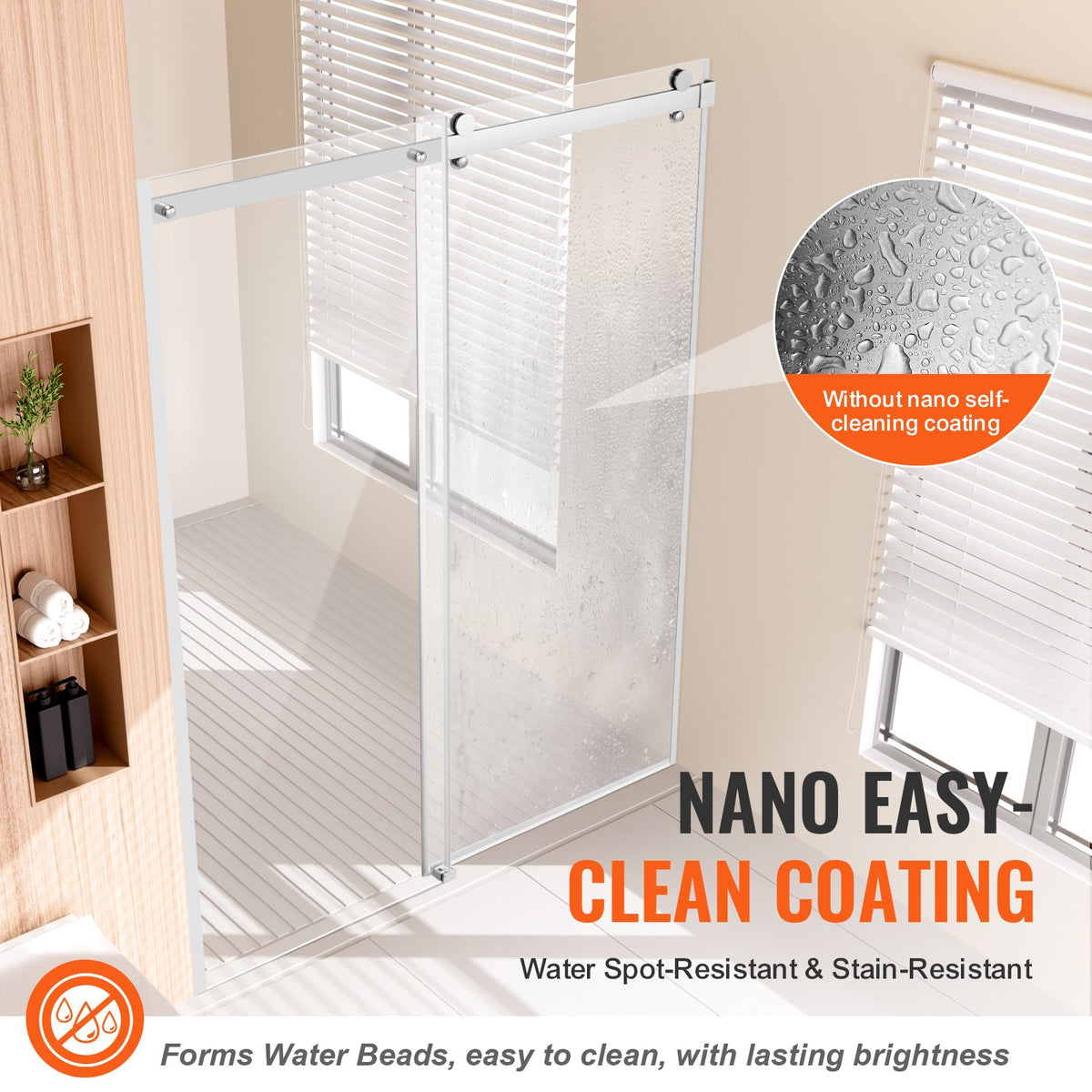 Frameless Shower Door 58-59" x 75" SGCC Tempered Glass 5/16" Chrome V952-WBKSYMTLYSM8XN0RUV0