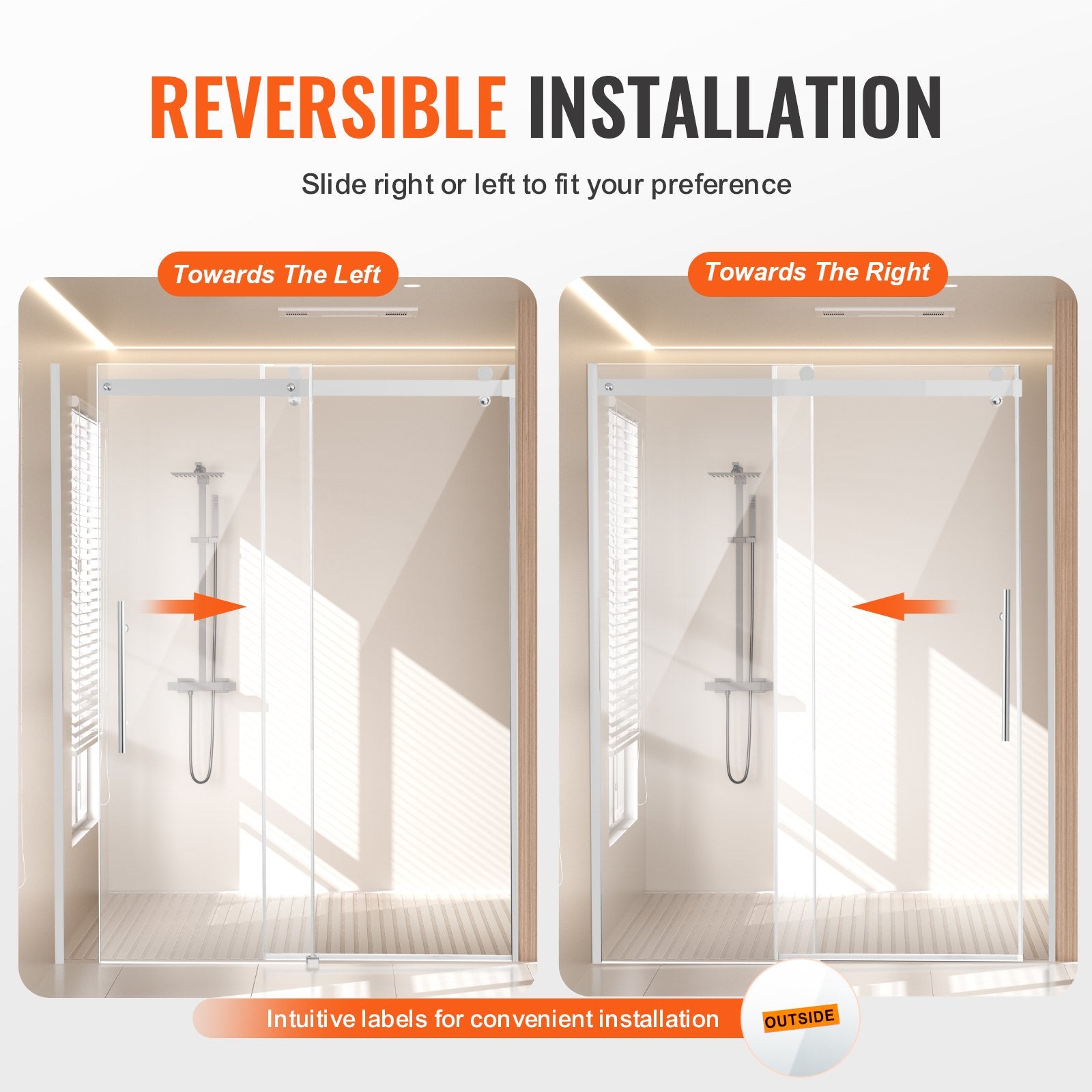 Frameless Shower Door 58-59" x 75" SGCC Tempered Glass 5/16" Chrome V952-WBKSYMTLYSM8XN0RUV0