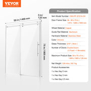 Frameless Shower Door 58-59" x 75" SGCC Tempered Glass 5/16" Chrome V952-WBKSYMTLYSM8XN0RUV0