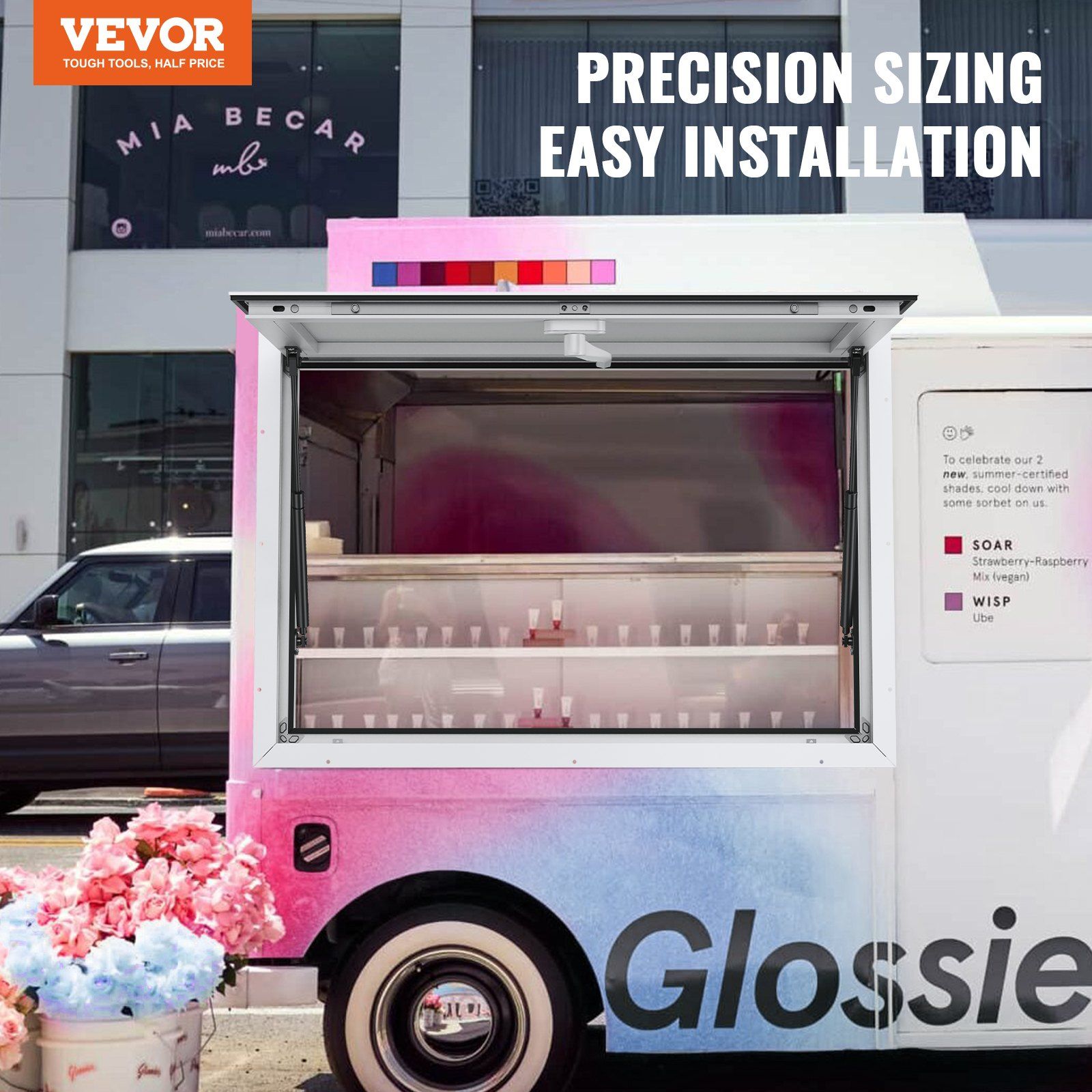 Concession Window for Food Truck, 48"x36" Aluminum Alloy Food Truck Service Window, Up to 85 Degrees Stand V952-WBLFWCK4836Y5FL9HV0