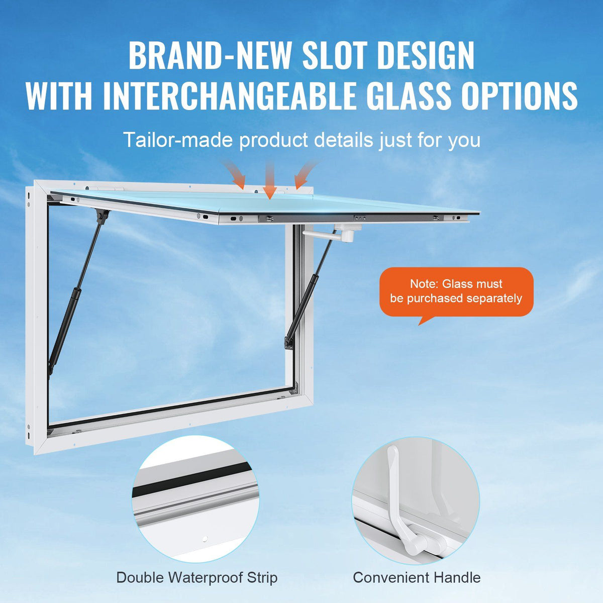 Concession Window for Food Truck, 48"x36" Aluminum Alloy Food Truck Service Window, Up to 85 Degrees Stand V952-WBLFWCK4836Y5FL9HV0