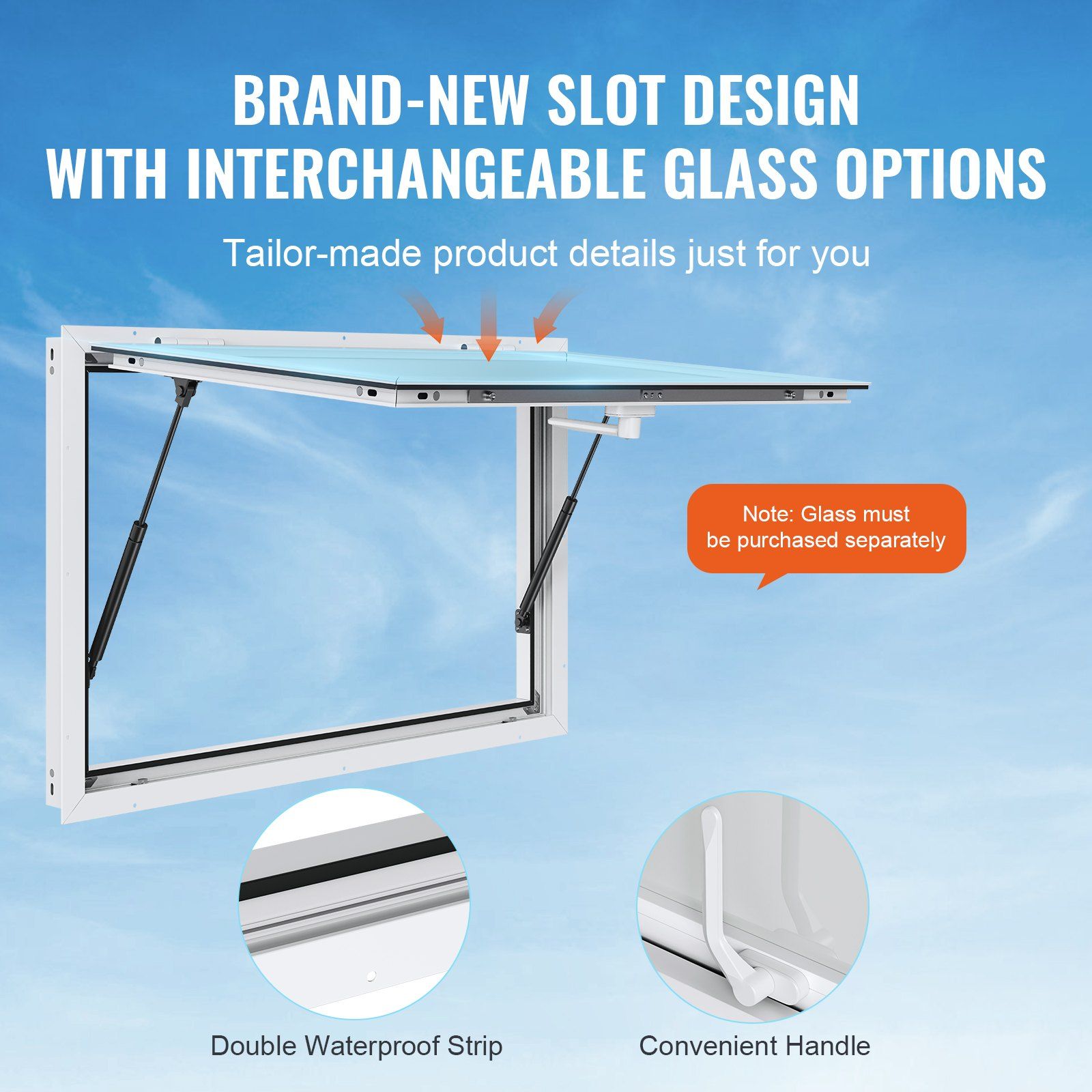 Concession Window for Food Truck, 48"x36" Aluminum Alloy Food Truck Service Window, Up to 85 Degrees Stand V952-WBLFWCK4836Y5FL9HV0