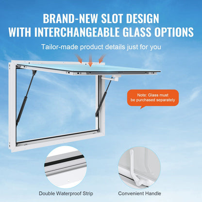 Concession Window for Food Truck, 48"x36" Aluminum Alloy Food Truck Service Window, Up to 85 Degrees Stand V952-WBLFWCK4836Y5FL9HV0