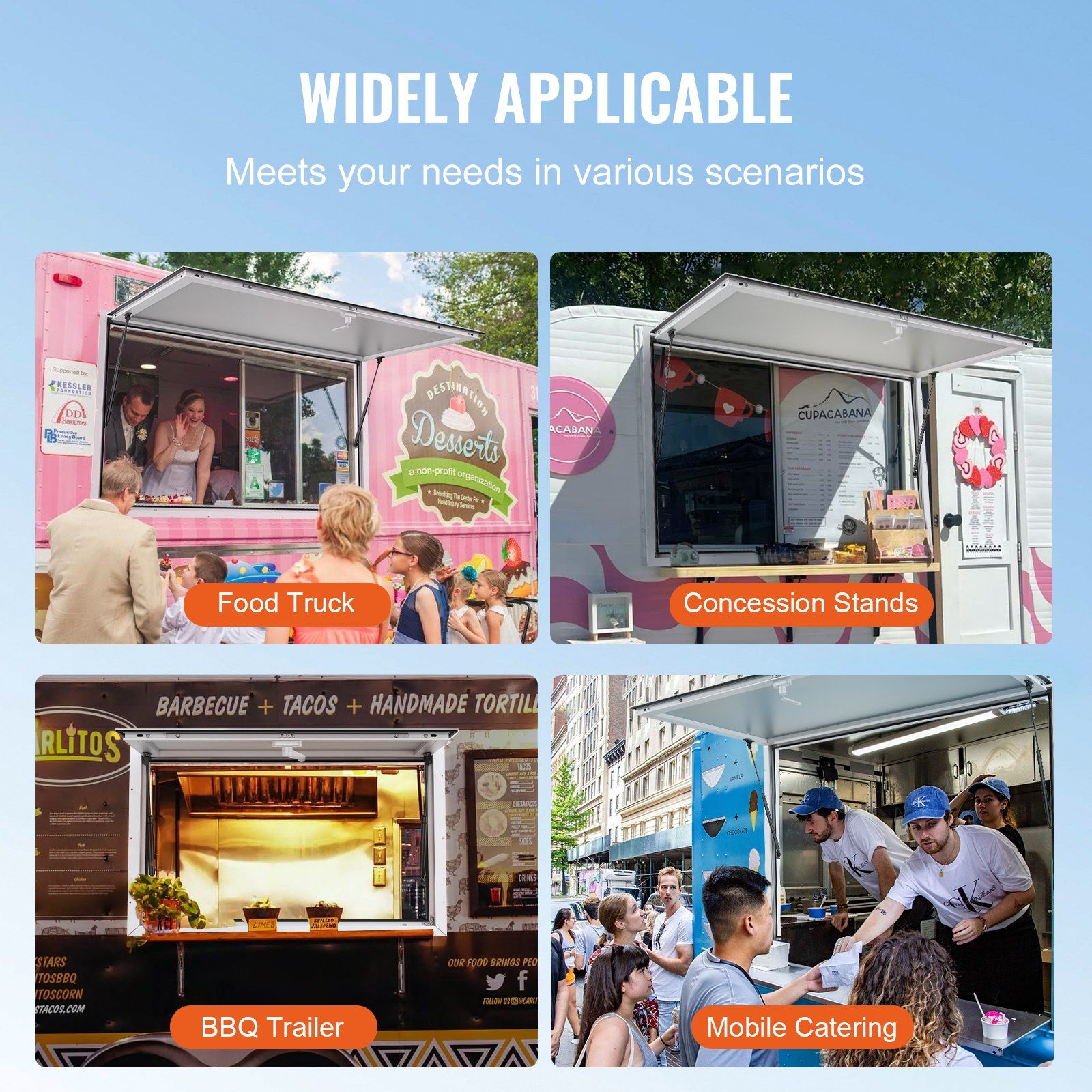 Concession Window for Food Truck, 48"x36" Aluminum Alloy Food Truck Service Window, Up to 85 Degrees Stand V952-WBLFWCK4836Y5FL9HV0