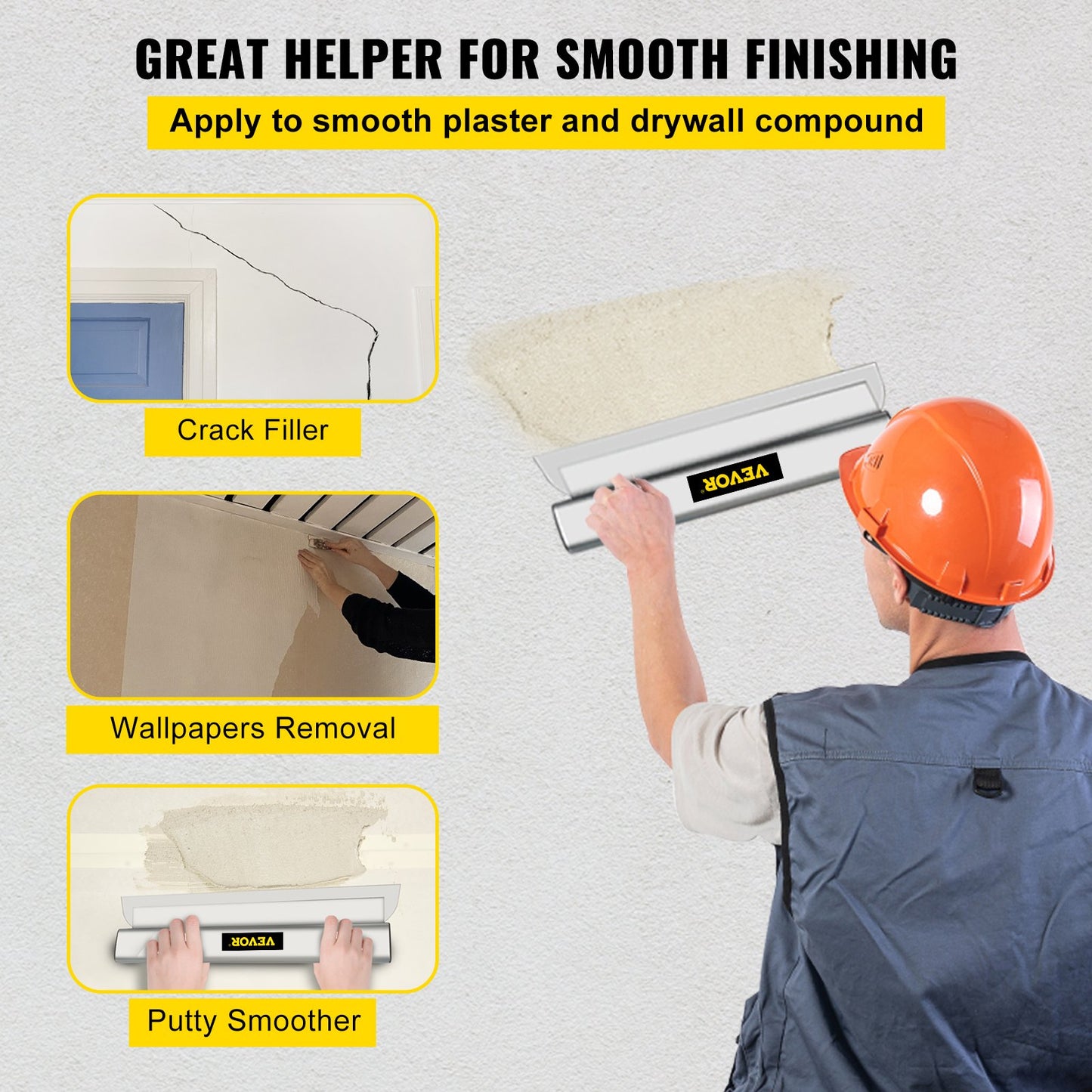 Drywall Skimming Blade Putty Knife 24inch Finishing Tool Stainless Steel V952-WBSNZGDYCBD24NNTFV0