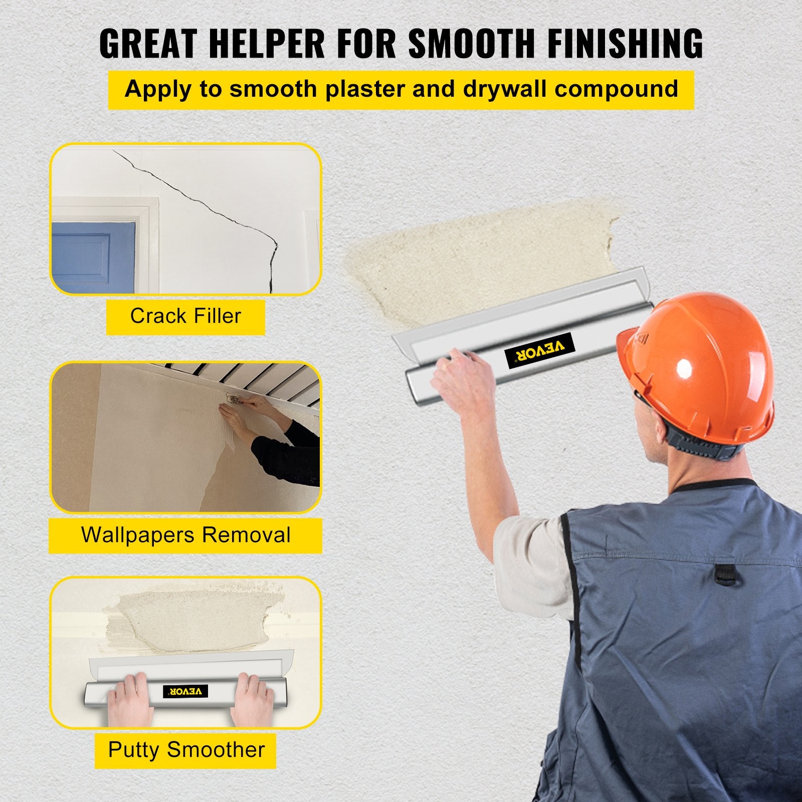 Drywall Skimming Blade Putty Knife 24inch Finishing Tool Stainless Steel V952-WBSNZGDYCBD24NNTFV0