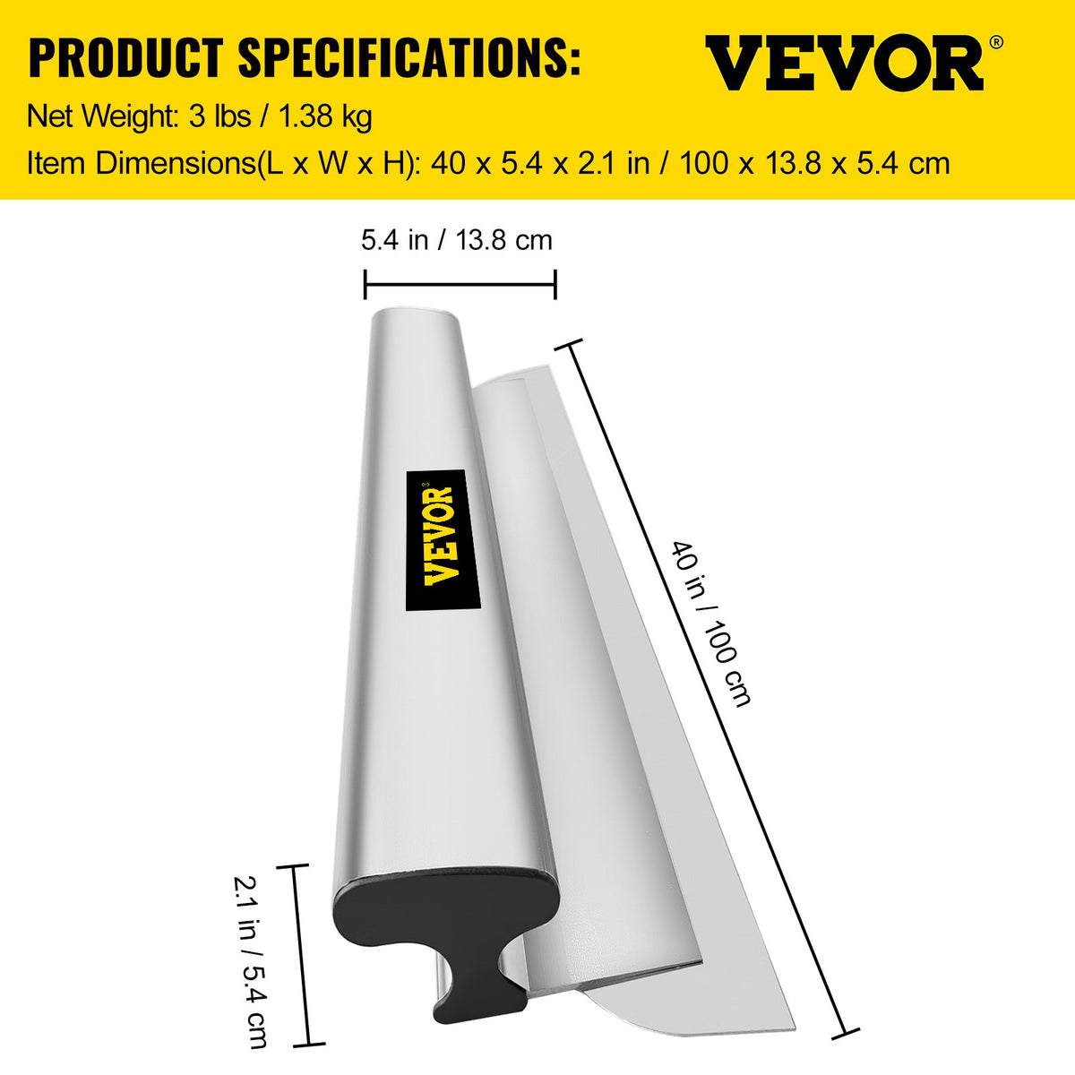 Skimming Blade,40 inch Smoothing Knife, European Stainless Steel Construction Knife, Aluminum Blade Profile V952-WBSNZGDYCBD40UU9RV0