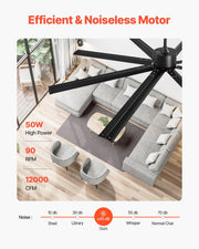 213 cm Ceiling Fan No Light, 6-Speed Remote Control, Aluminum 8-Blade, Reversible DC Motor, Modern Low V952-WDDS84INCHLY0NT43V7