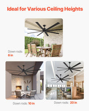 213 cm Ceiling Fan No Light, 6-Speed Remote Control, Aluminum 8-Blade, Reversible DC Motor, Modern Low V952-WDDS84INCHLY0NT43V7
