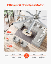213 cm Ceiling Fan No Light, 6-Speed Remote Control, Aluminum 8-Blade, Reversible DC Motor, Modern Low V952-WDDS84INCHLYDMCLRV7