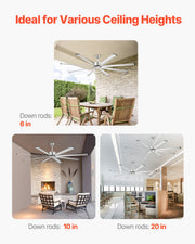 213 cm Ceiling Fan No Light, 6-Speed Remote Control, Aluminum 8-Blade, Reversible DC Motor, Modern Low V952-WDDS84INCHLYDMCLRV7